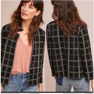 Moth By Anthropologie Black Plaid Comfy Knit Blazer